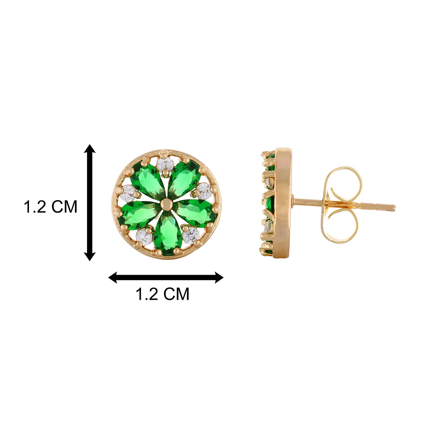 Green colour Round Design Stud Earrings for Girls and Women