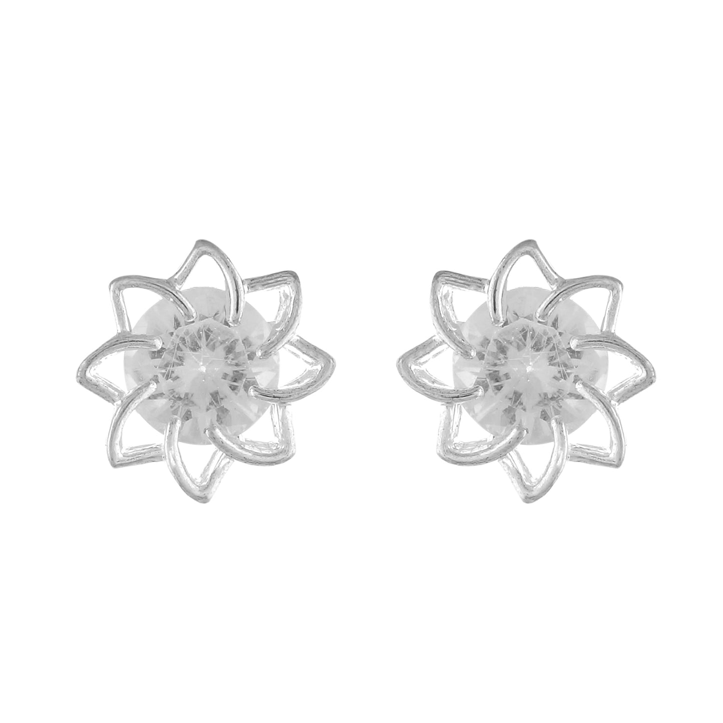 White colour Floral Design Stud Earrings for Girls and Women