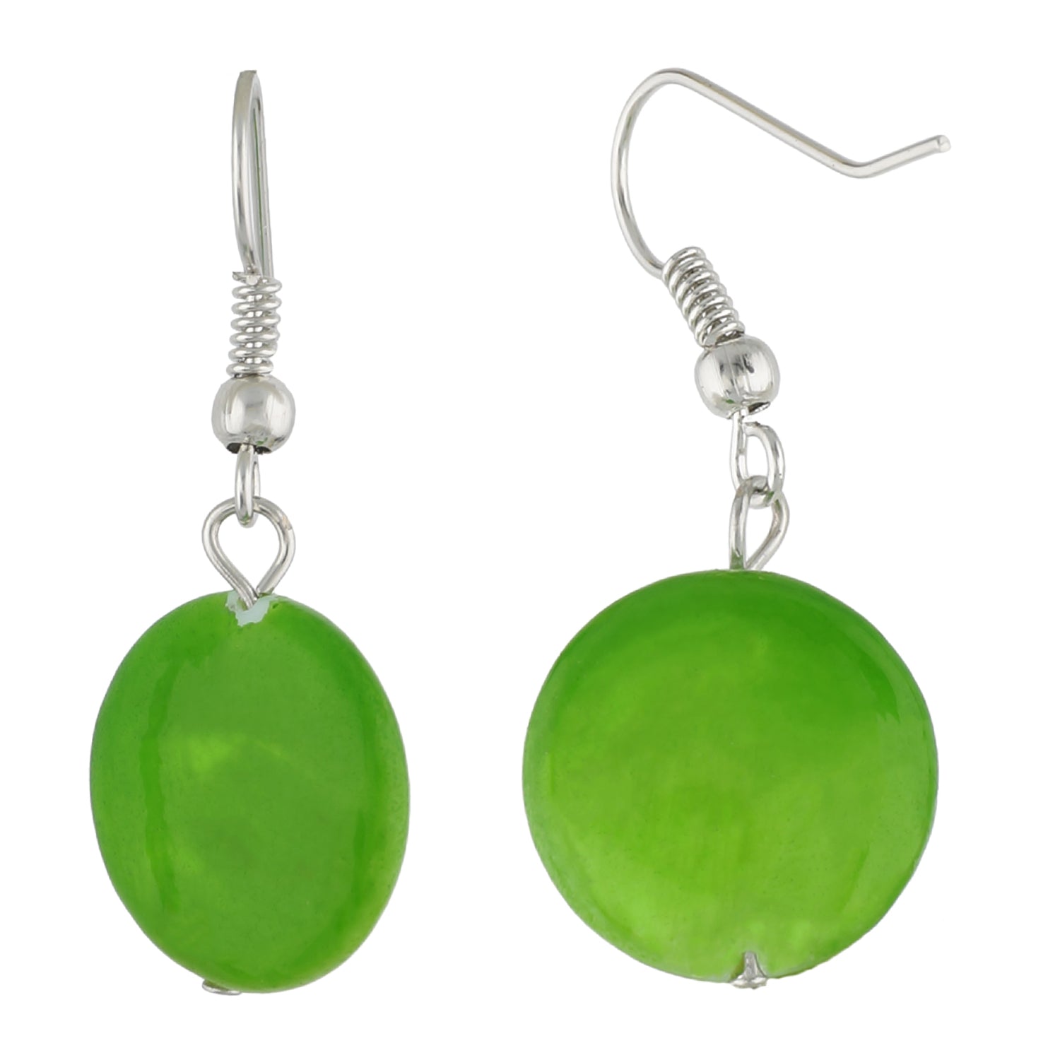 Green Colour Button Necklace and Earrings for Girls and Women