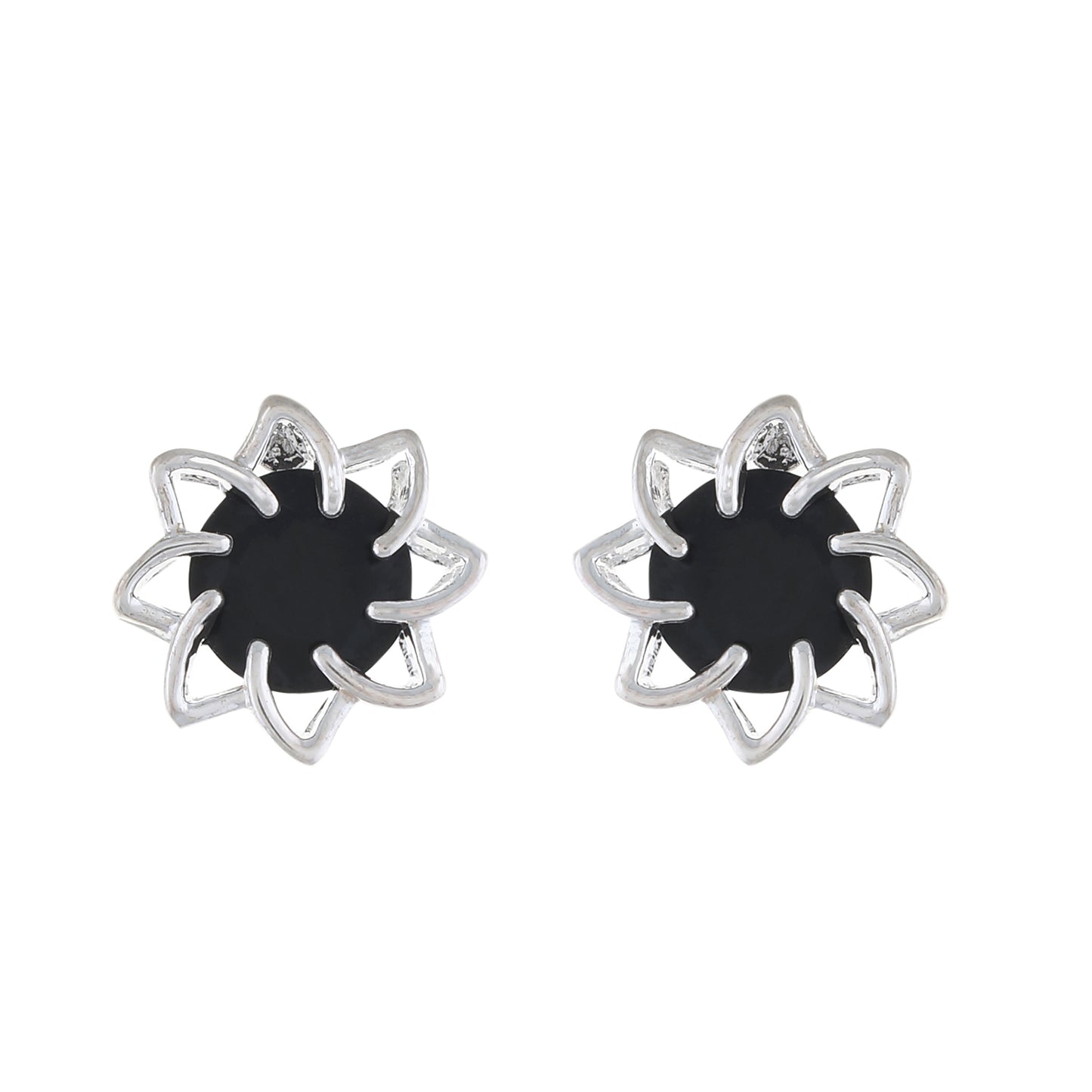 Black colour Floral Design Stud Earrings for Girls and Women