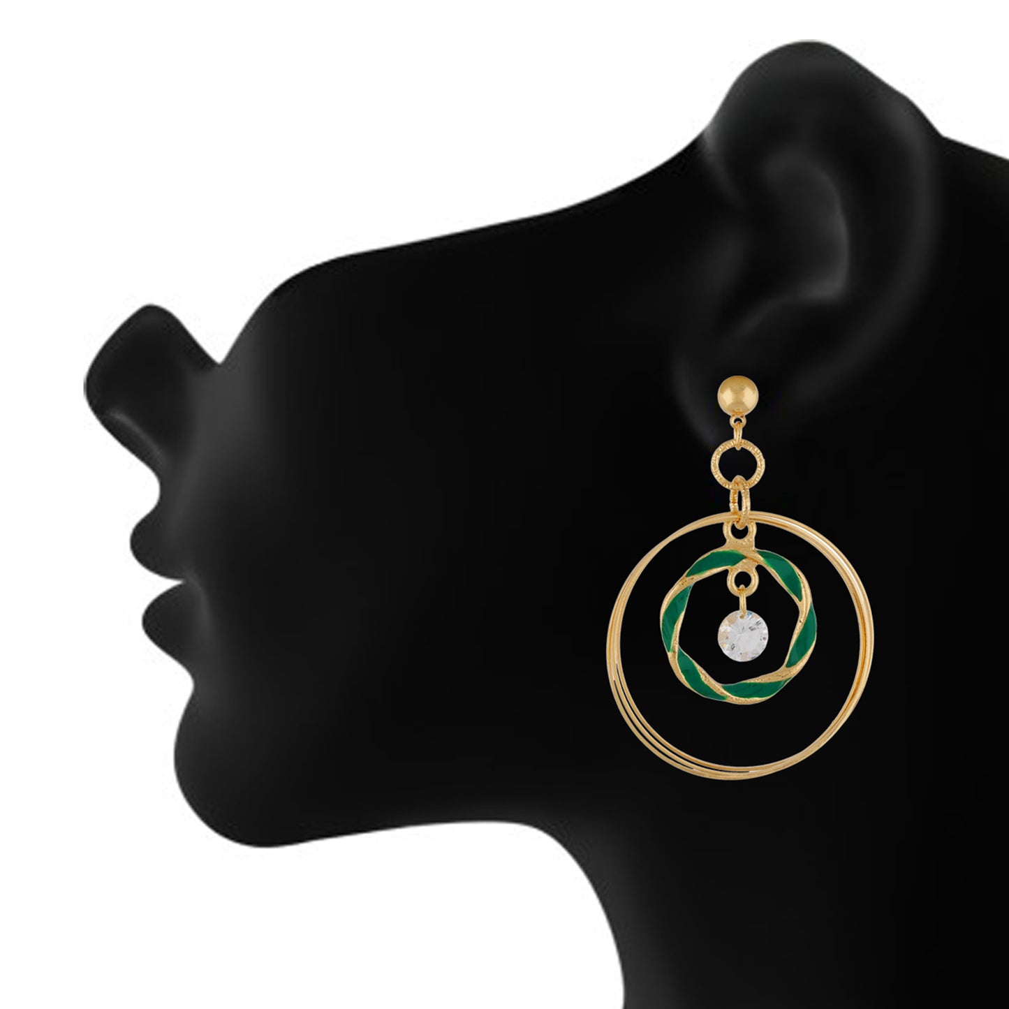 Remarkable Green and Gold Colour Rings Design Earring for Girls and Women