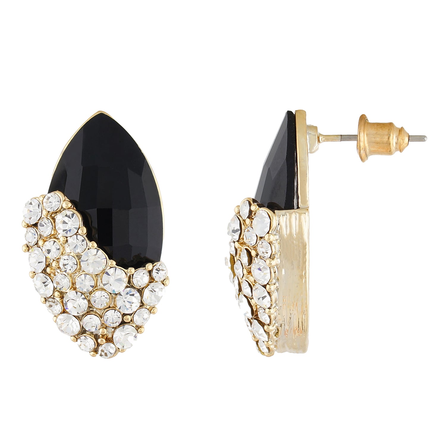 Blissful Black and Gold Colour Oval Shape Earring for Girls and Women