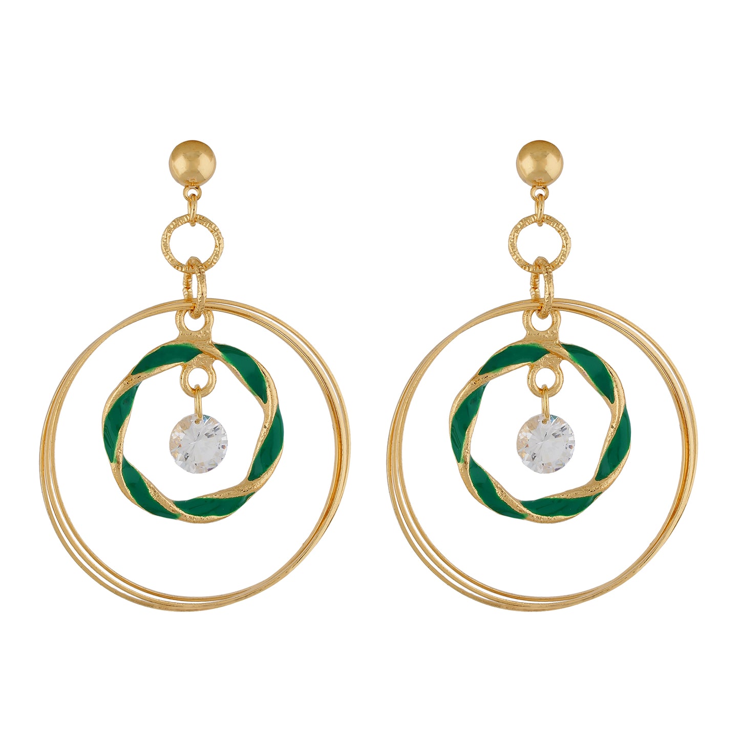 Remarkable Green and Gold Colour Rings Design Earring for Girls and Women