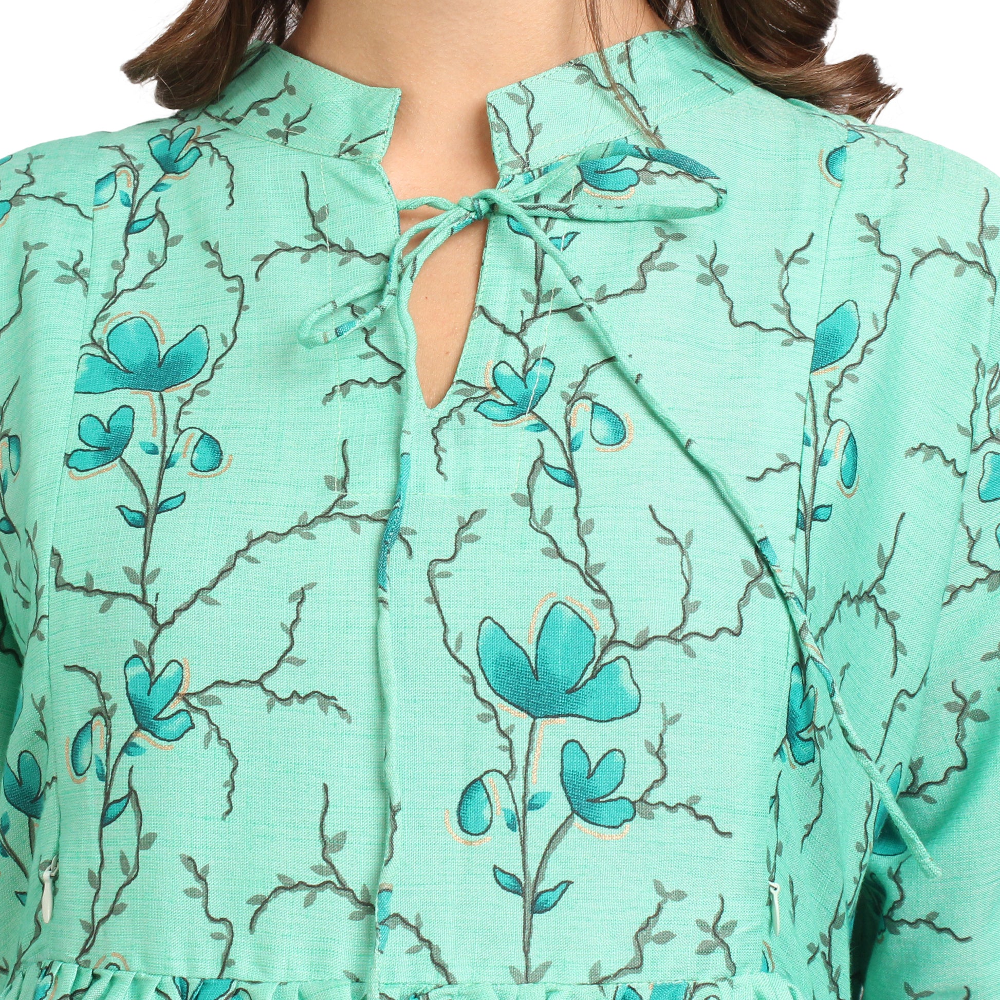 Printed Rayon Pregnancy Kurti For Women - Dark Green