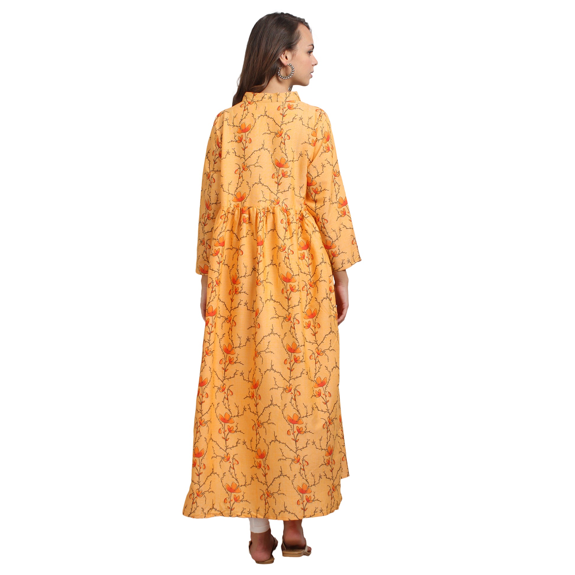 Printed Rayon Pregnancy Kurti For Women - Yellow