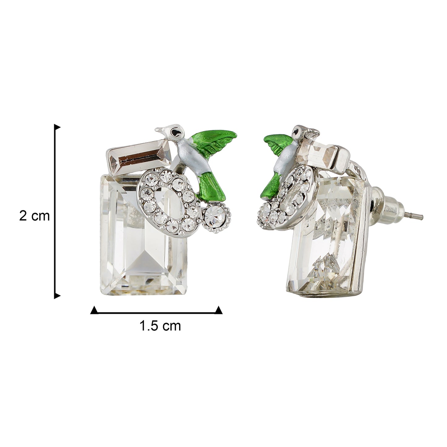 Stunning White Colour Rectangular Shape Ear Stud for Girls and Women