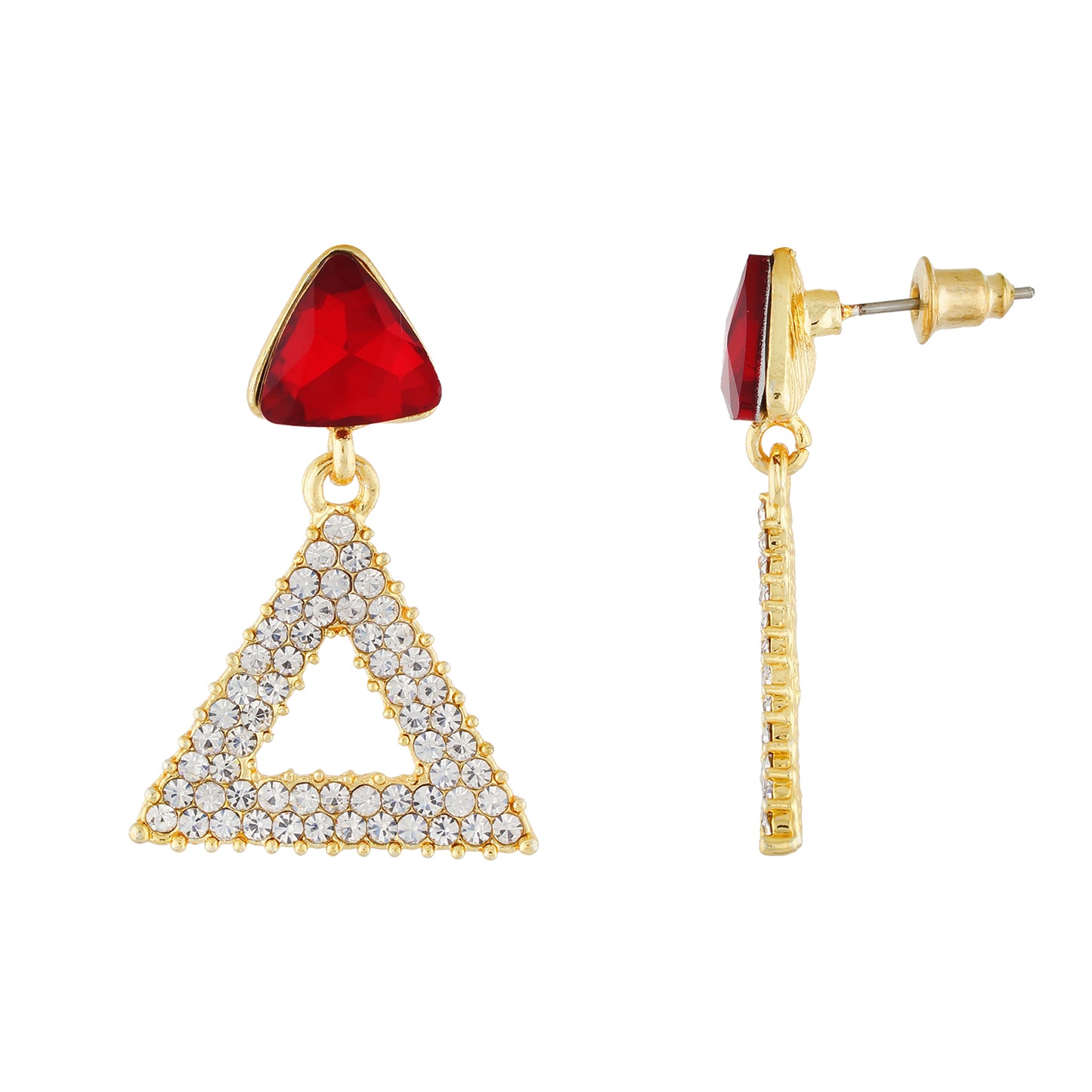 Incredible Red and Gold Colour Triangular Design Earring for Girls and Women