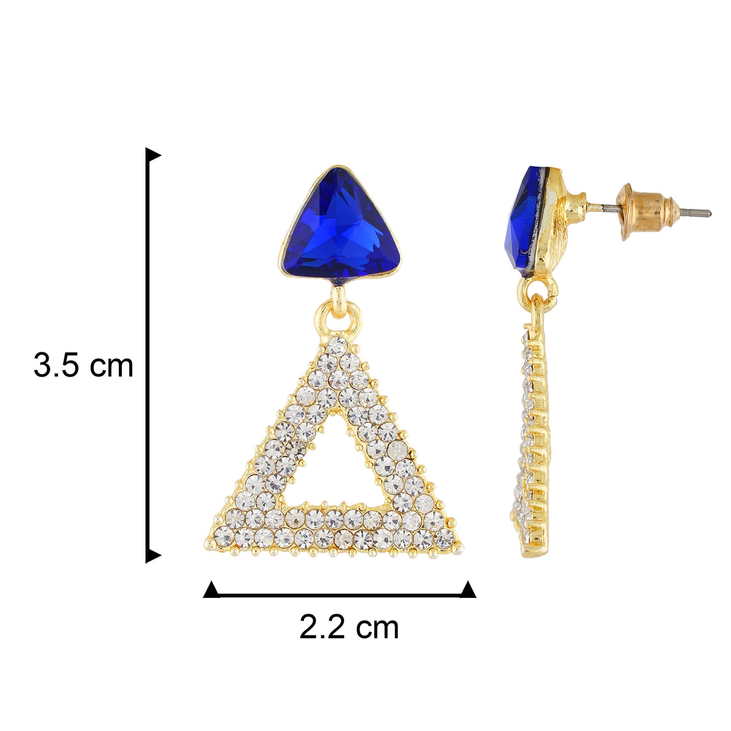 Incredible Blue and Gold Colour Triangular Design Earring for Girls and Women