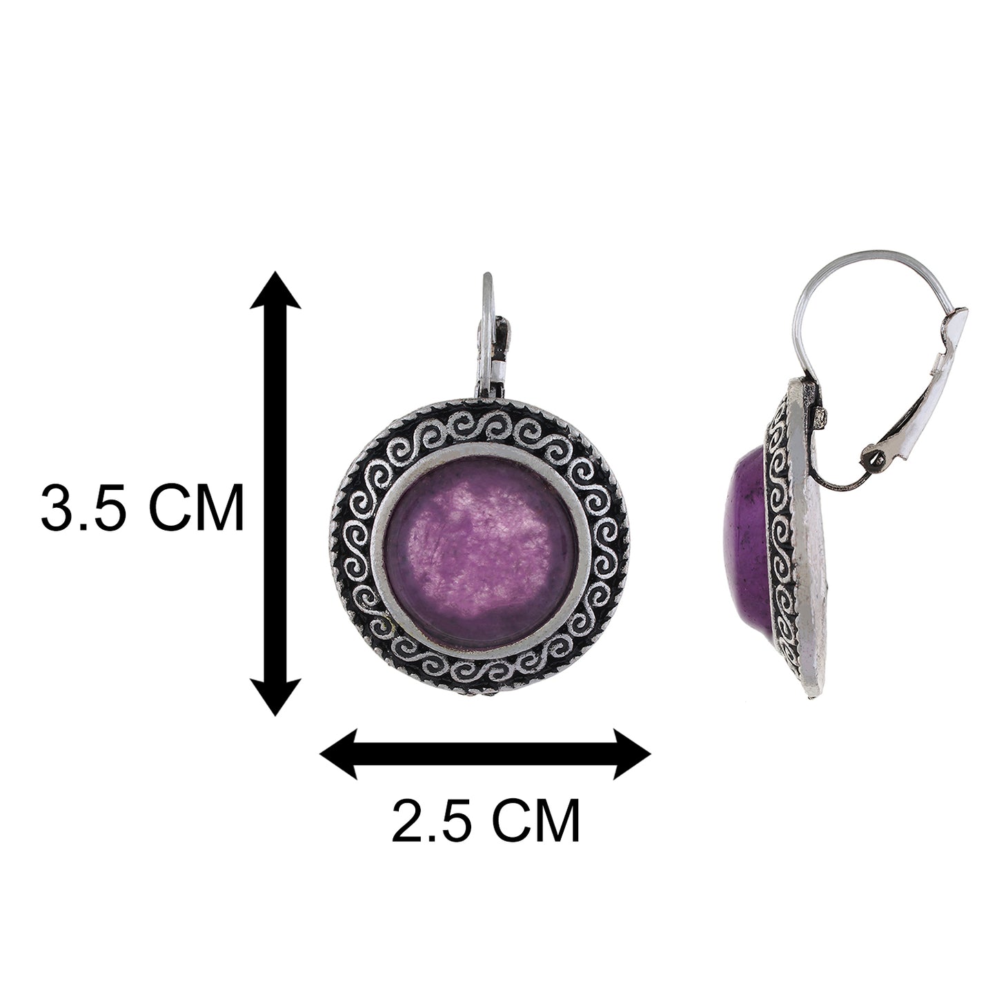 Amazing Purple and Oxide Silver Colour Round Shape Earring for Girls and Women