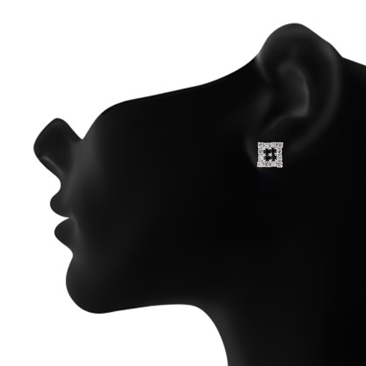 White and Black Colour Rhombus Shape Ear  Studs for Girls and Womens