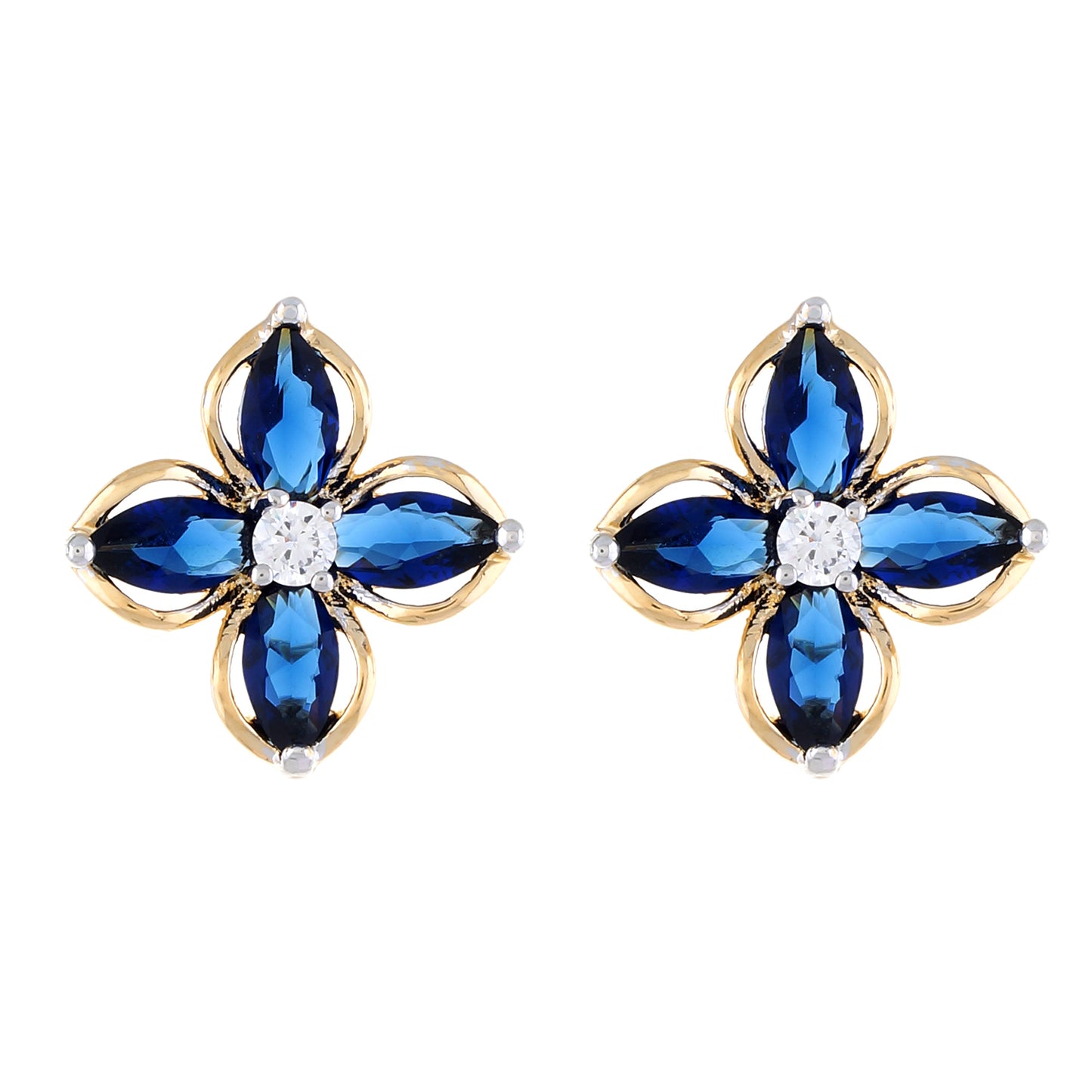 Blue colour Floral Design Stud Earrings for Girls and Women