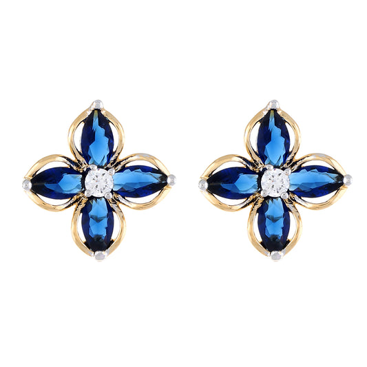 Blue colour Floral Design  Stud Earrings for Girls and Women