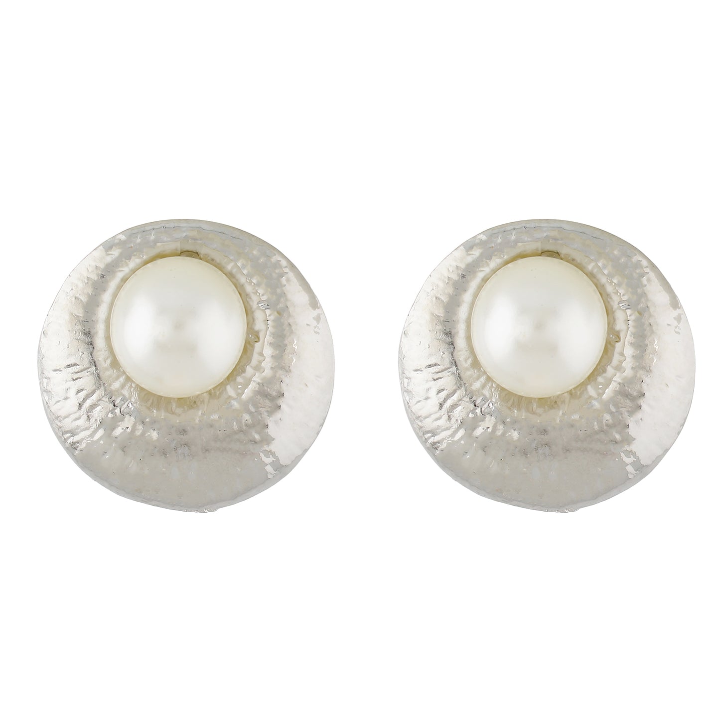 Trendy Silver Colour Round Shape Alloy Clip On Earrings for Girls with Non Pierced Ears