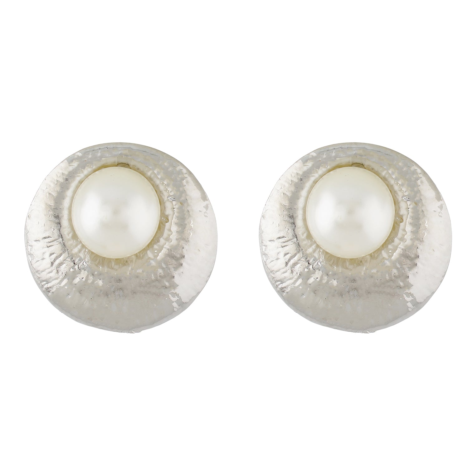 Trendy Silver Colour Round Shape Alloy Clip On Earrings for Girls with Non Pierced Ears