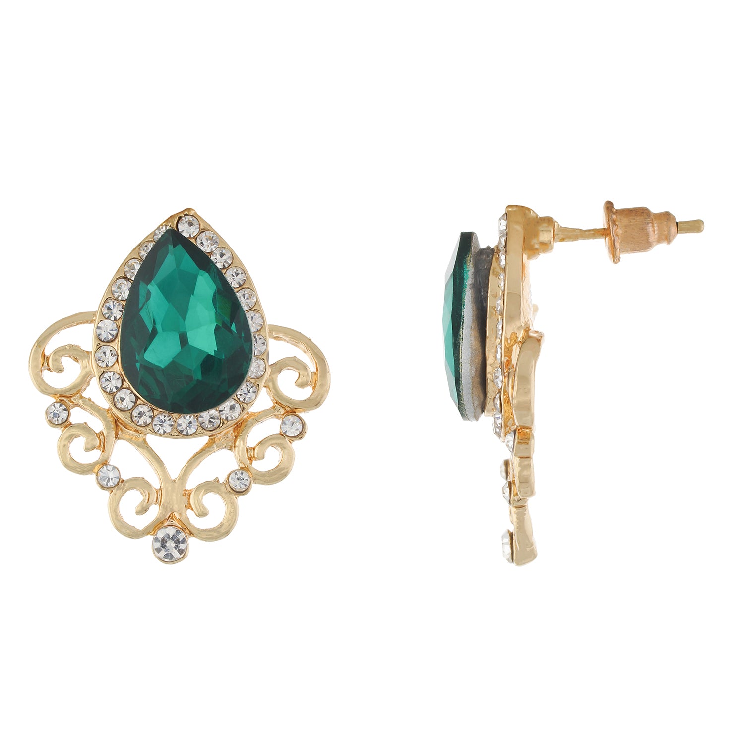 Green and Gold colour Drop design Pendant Set for girls and women