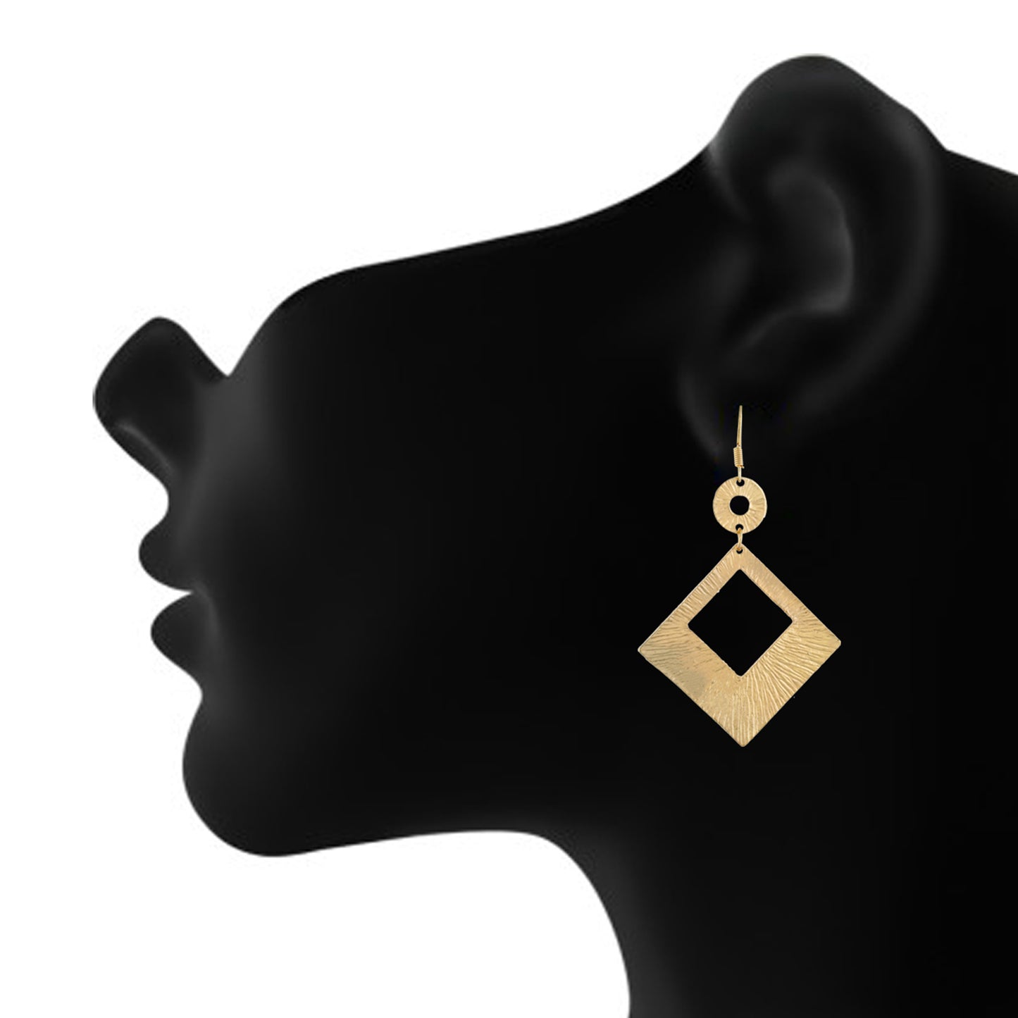 Gold colour Rhombus Design Hanging Earrings for Girls and Women