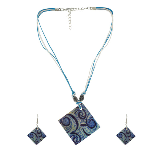Blue colour Rhombus design Necklace Set for girls and women