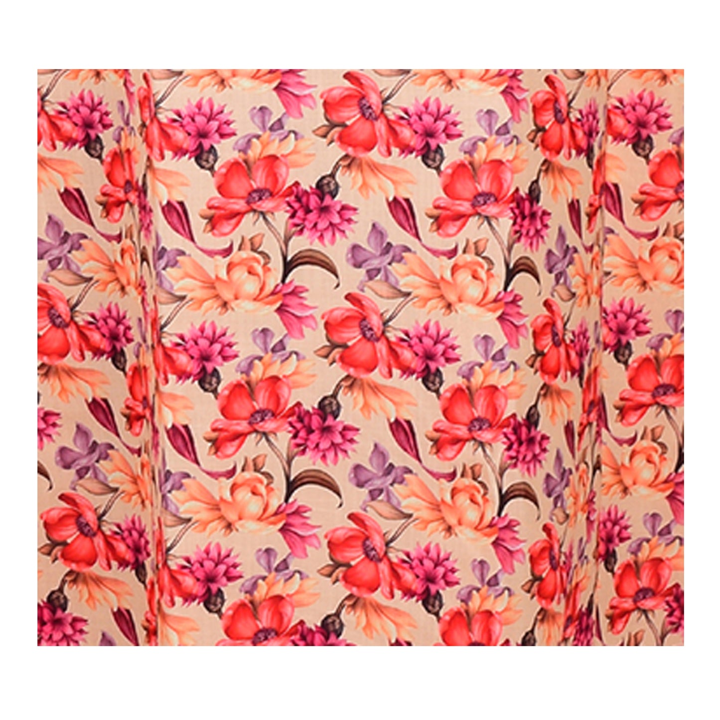 Digital Printed Cotton Blend Nighty For Women - Pink