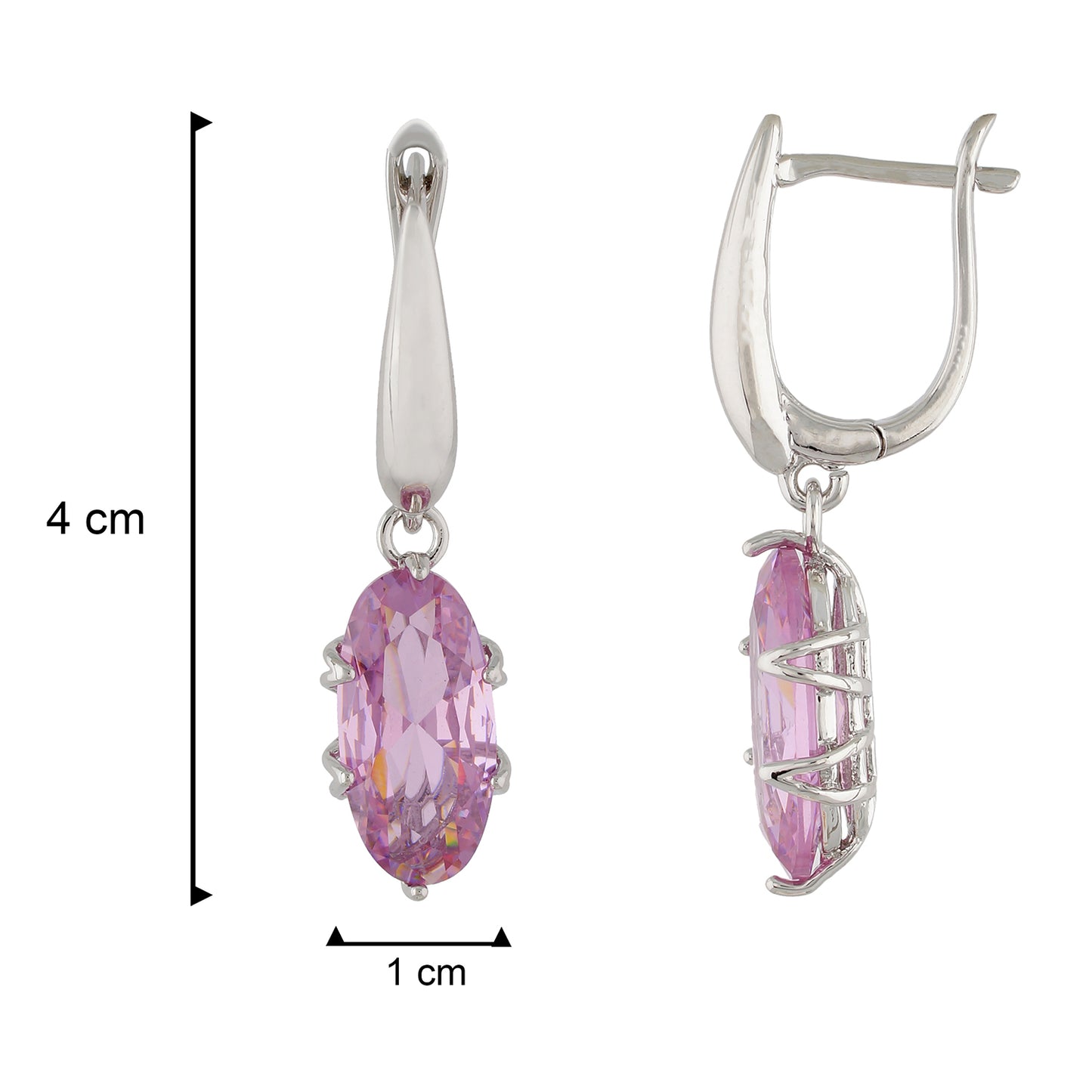 Impressive Pink and Silver Colour Oval Shape Earring for Girls and Women