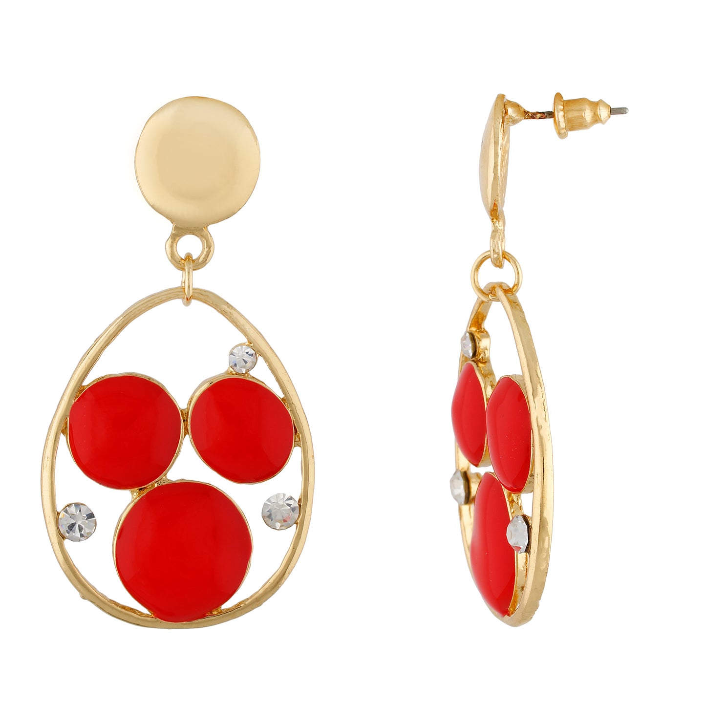 Stylish Red and Gold Colour Drop Shape Earring for Girls and Women