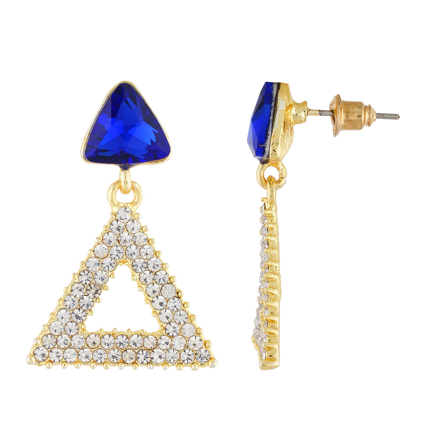 Incredible Blue and Gold Colour Triangular Design Earring for Girls and Women