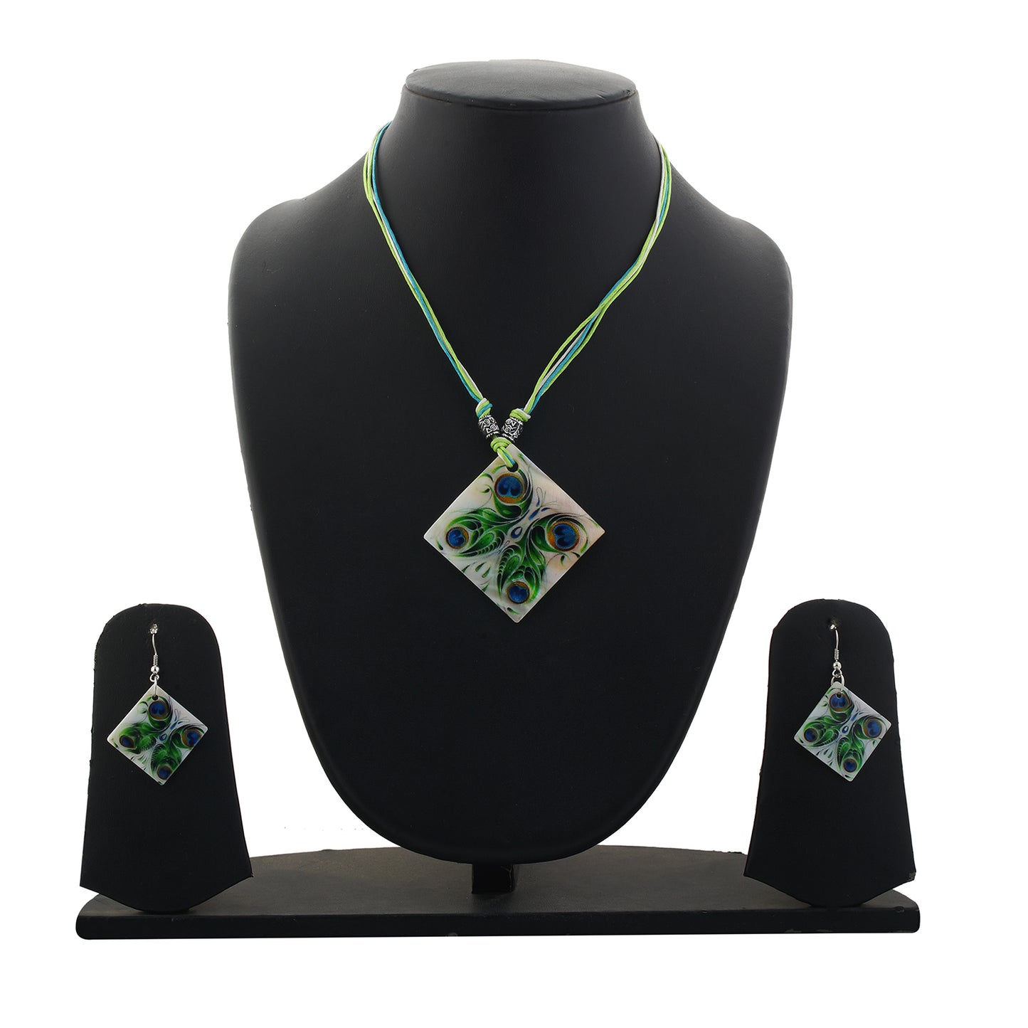 Green colour Rhombus design Necklace Set for girls and women