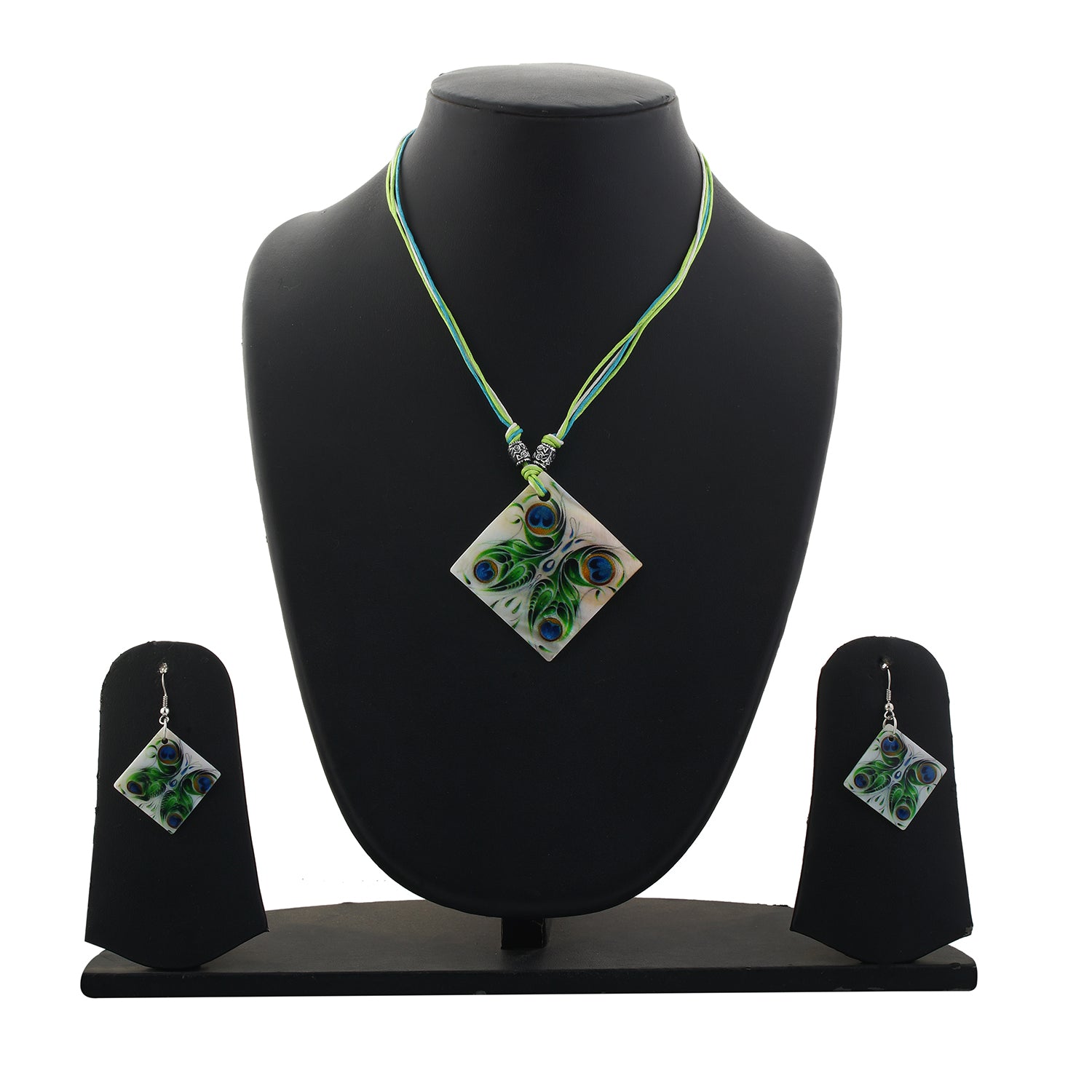 Green colour Rhombus design Necklace Set for girls and women