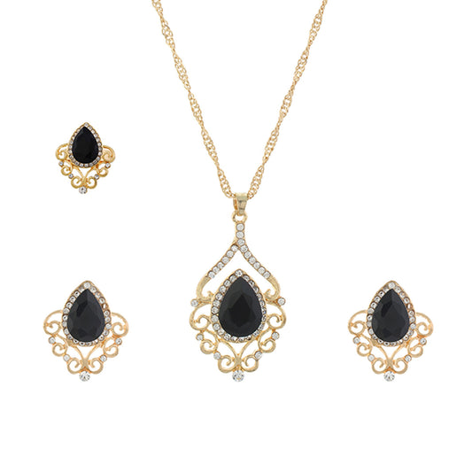 Black and Gold colour Drop design Pendant Set for girls and women