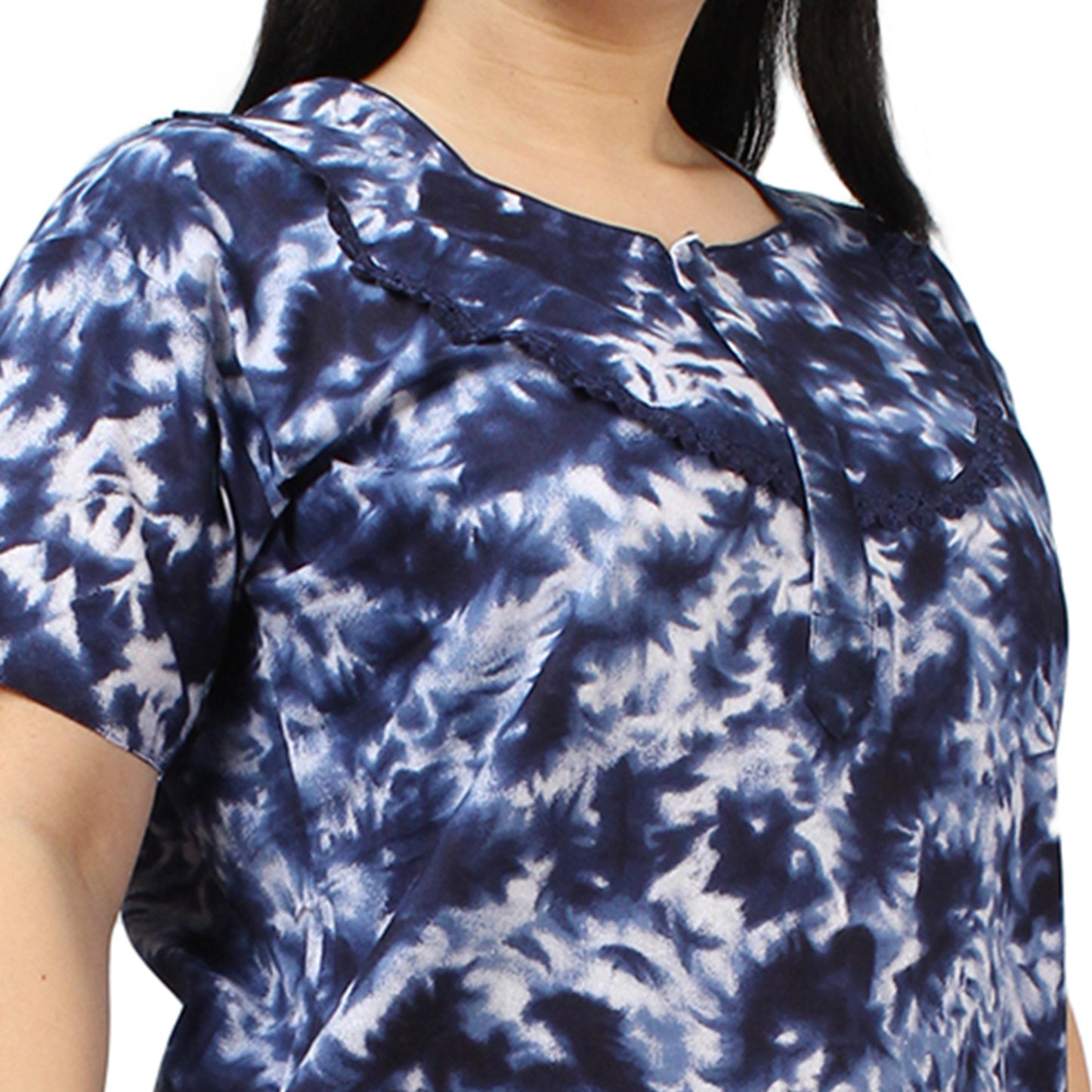 Printed Cotton Nighty For Women - Blue