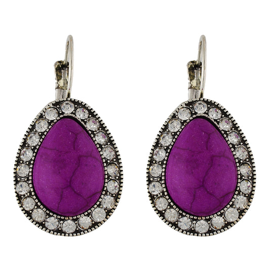 Spectacular Purple and Oxide Silver Colour Drop Shape Earring for Girls and Women