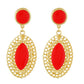 Stylish Red and Gold Colour Oval Shape Enamel Enhanced Earring for Girls and Women