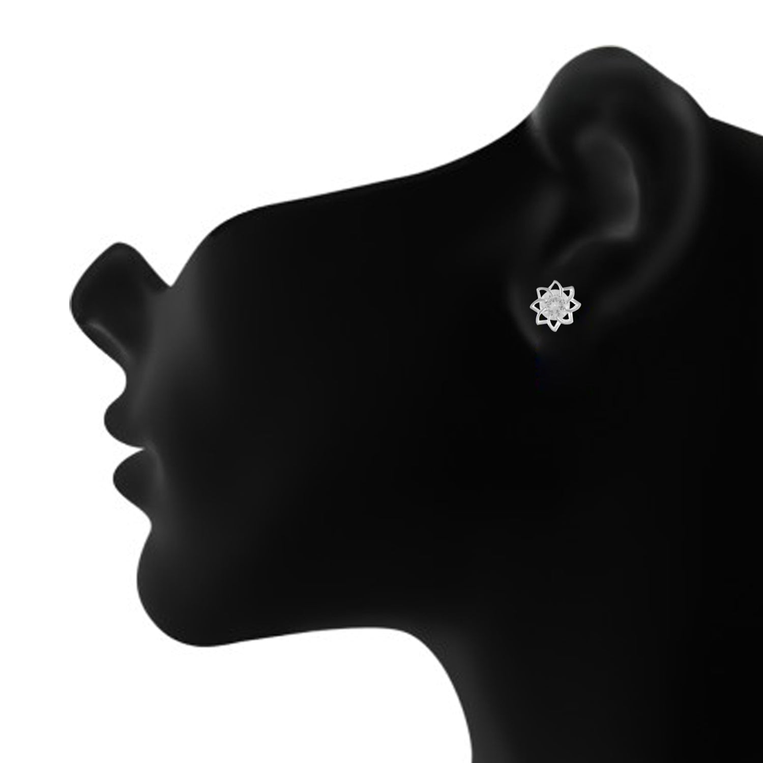 White colour Floral Design  Stud Earrings for Girls and Women