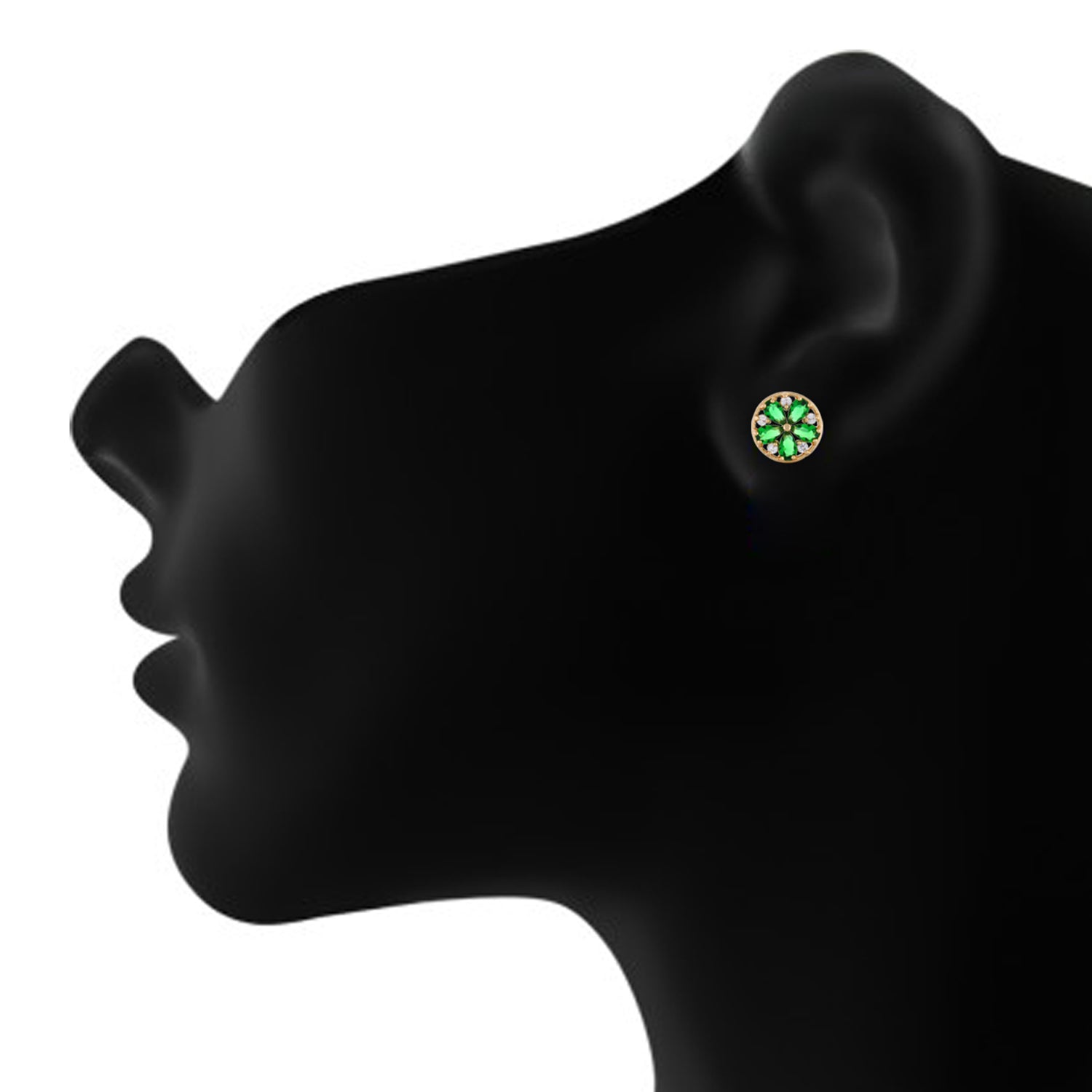 Green colour Round Design  Stud Earrings for Girls and Women