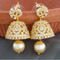 Gold CZ Copper Jhumki with Pearl Hanging