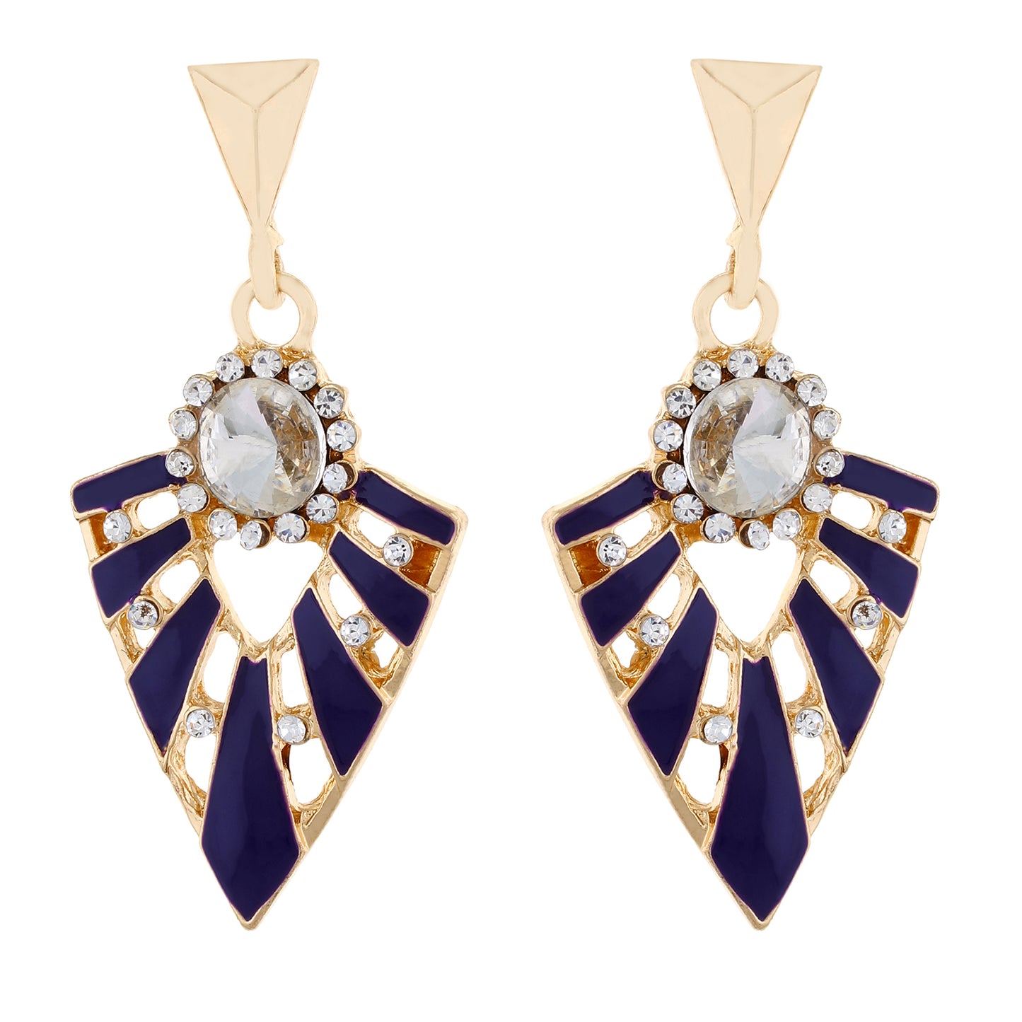 Purple colour Triangular Design Hanging Earrings for Girls and Women
