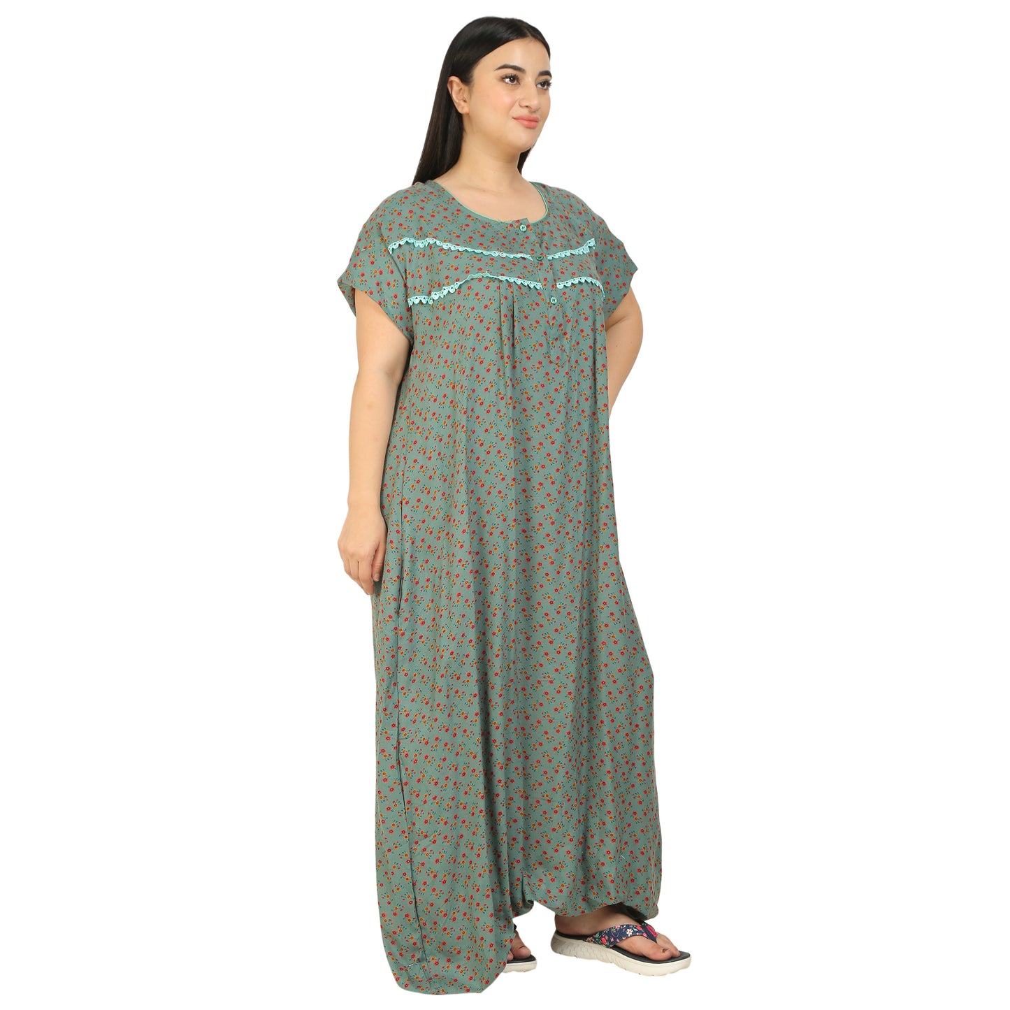 Printed Alpine Nighty For Women - Blue