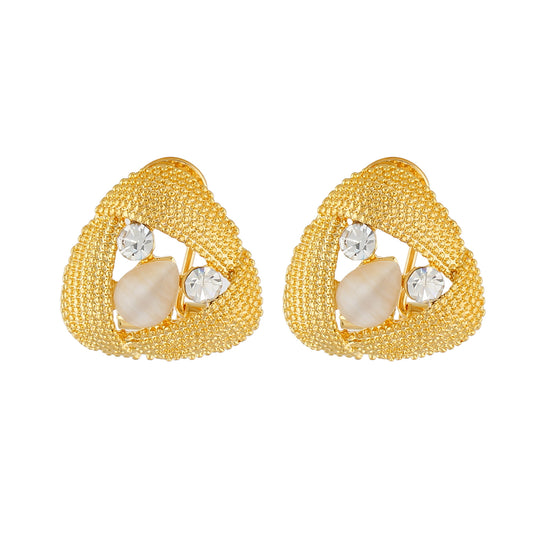 Gold Colour Triangular Shape Ear  Studs for Girls and Womens
