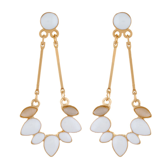 White colour Drop Design Hanging Earrings for Girls and Women