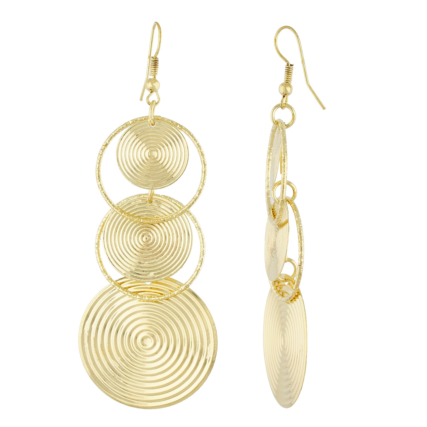 Gold Colour Round Shape Ear Long Hangings for Girls and Womens
