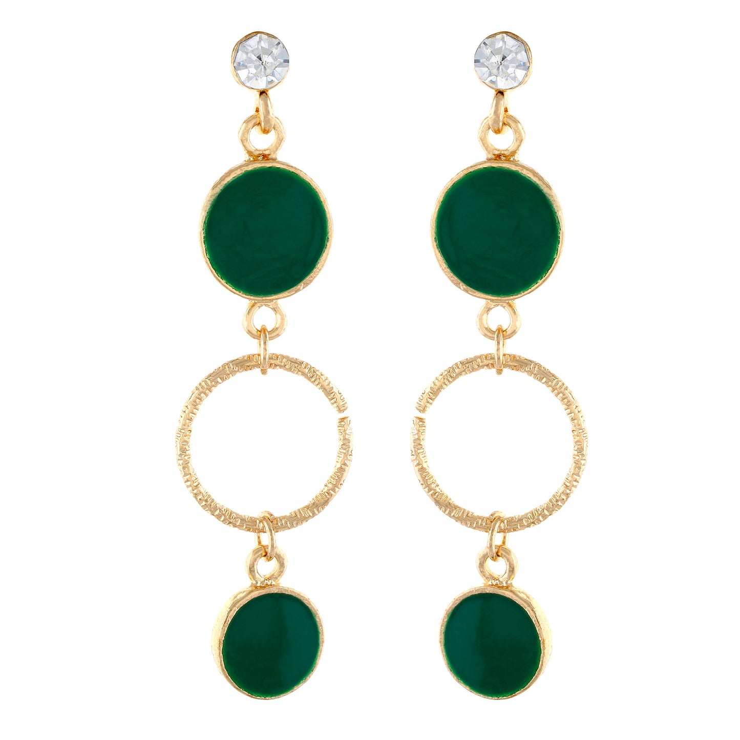 Green colour Round Design Hanging Earrings for Girls and Women