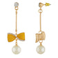 Incredible Yellow and Gold Colour Bow Design Enamel Enhanced Earring for Girls and Women