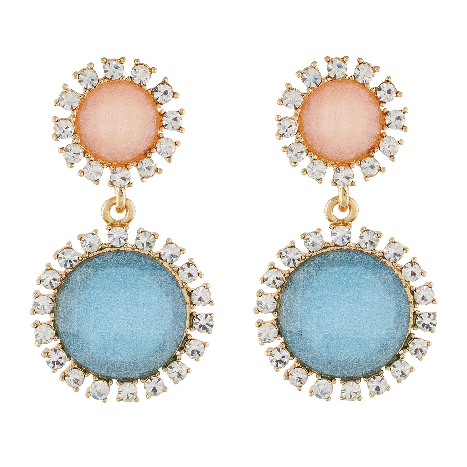 Chic Beige and Blue Colour Round Shape Ear Dangler for Girls and Women