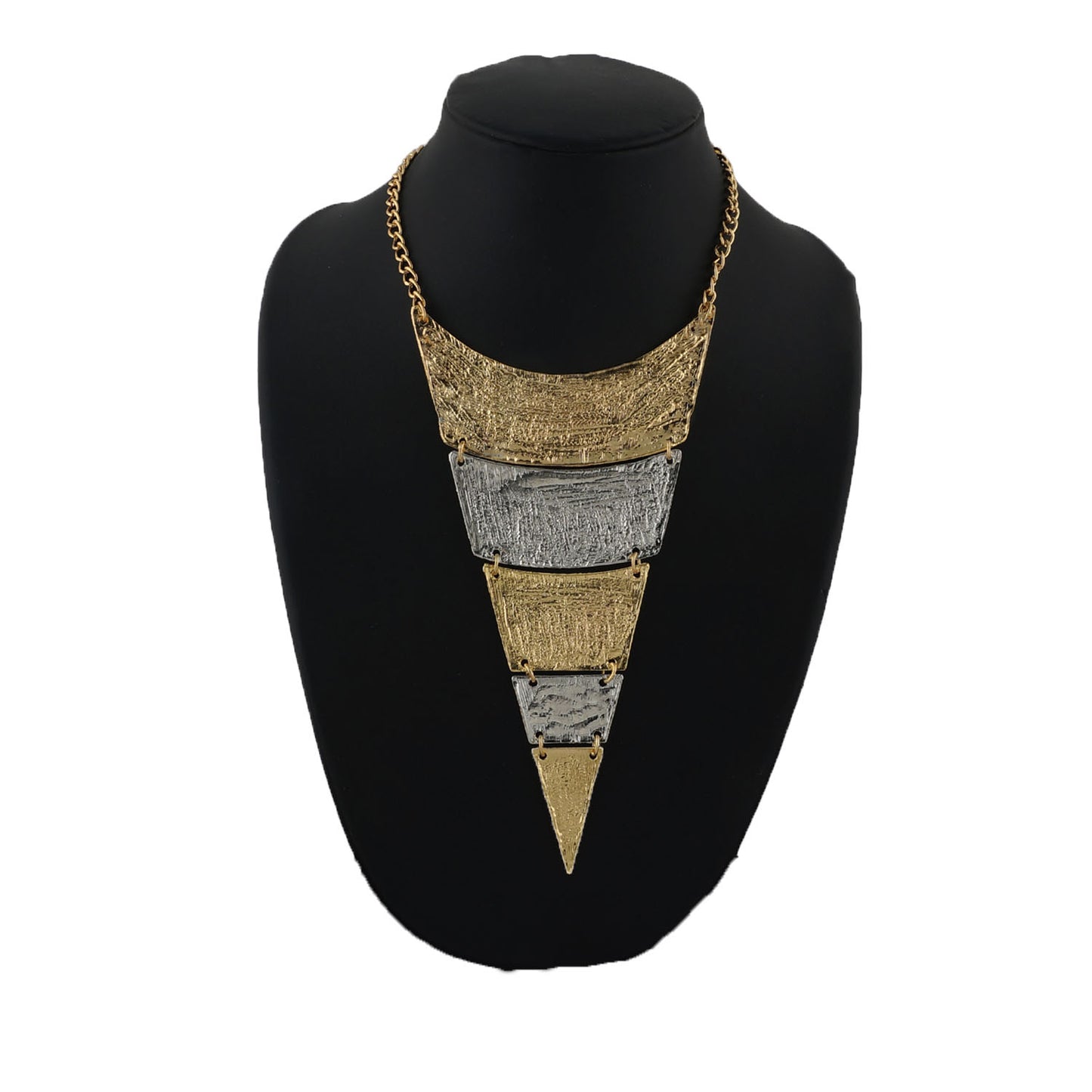  Gold and Silver Coloured Triangular Geometrical Necklace For Girls and Women