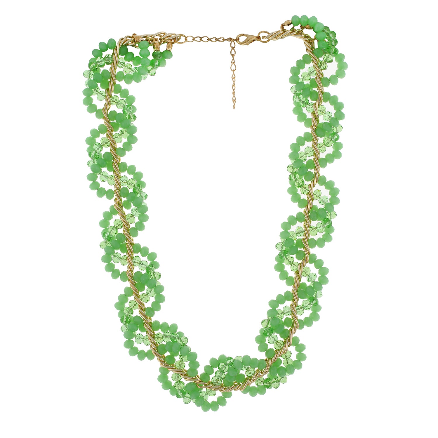 Green colour Beaded design Necklace Set for girls and women