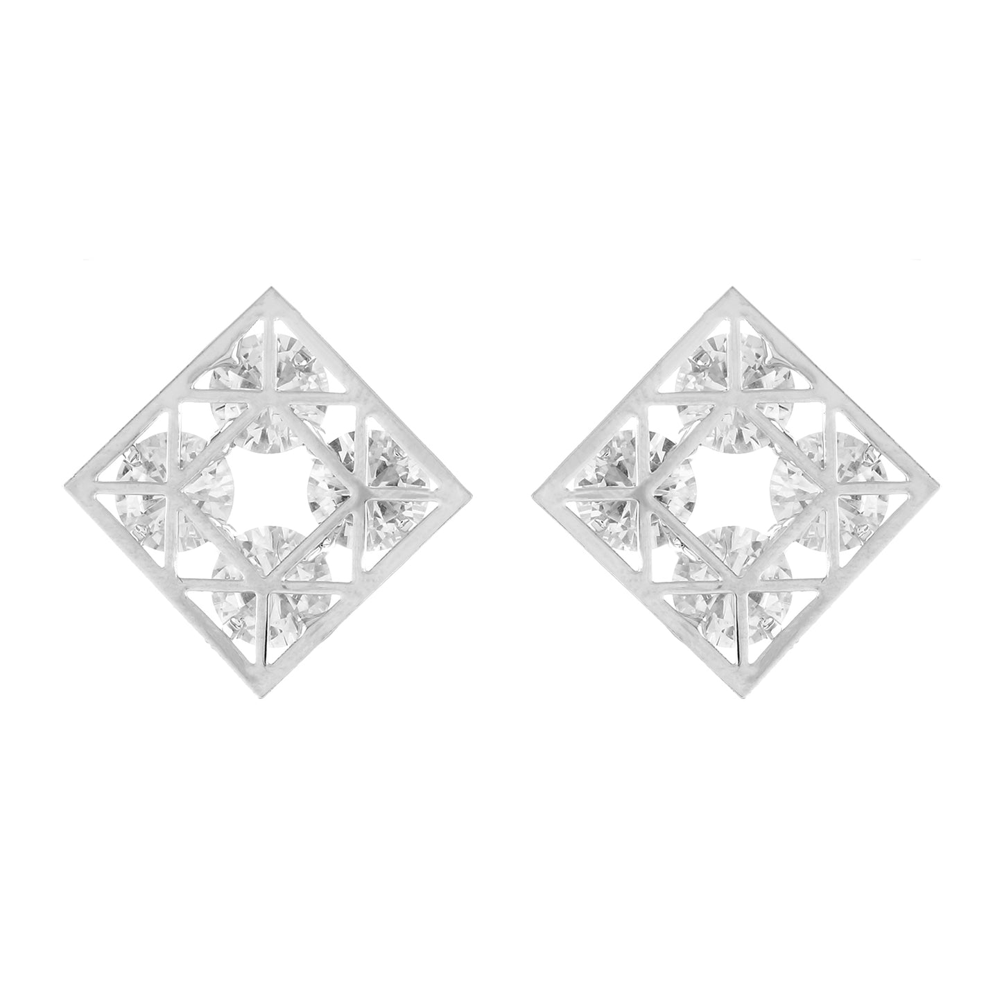 Silver colour Rhombus design  Studs for girls and women