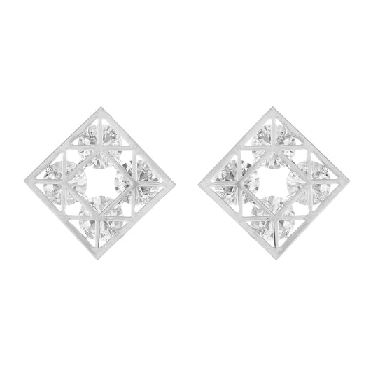 Silver colour Rhombus design  Studs for girls and women