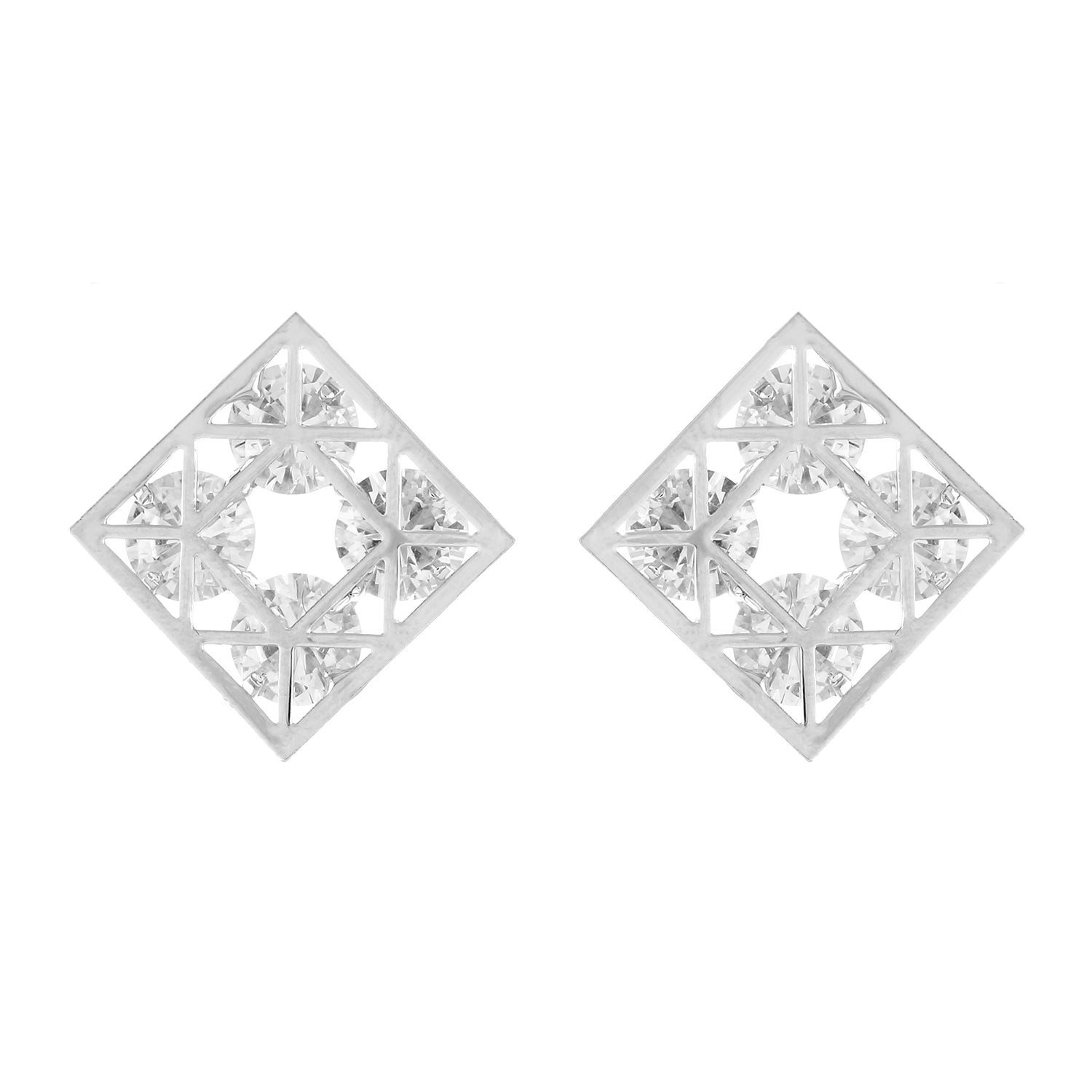 Silver colour Rhombus design  Studs for girls and women