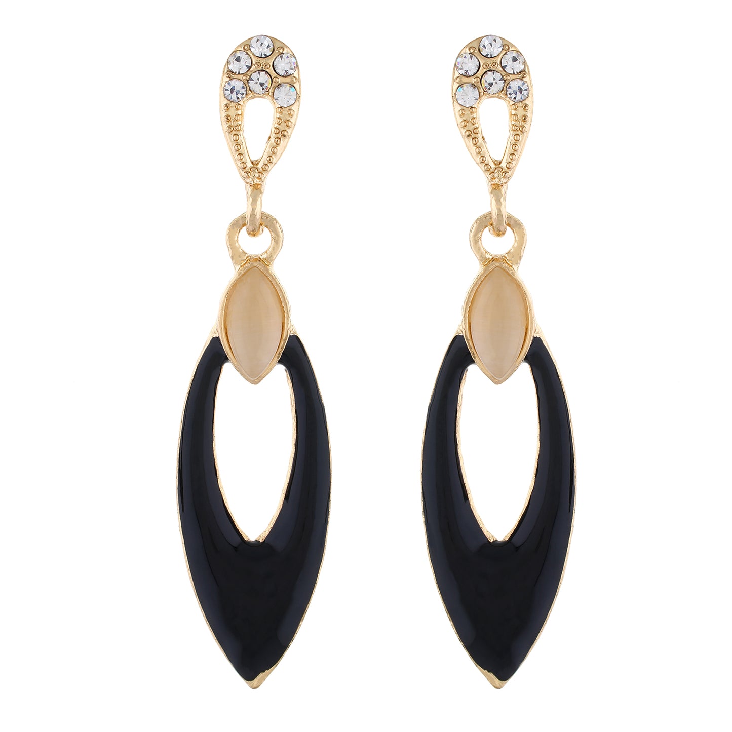 Black colour Oval Design Hanging Earrings for Girls and Women