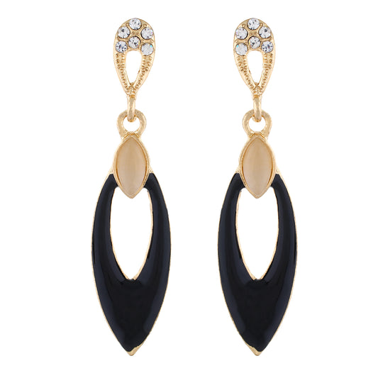 Black colour Oval Design Hanging Earrings for Girls and Women