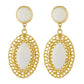 Stylish White and Gold Colour Oval Shape Enamel Enhanced Earring for Girls and Women